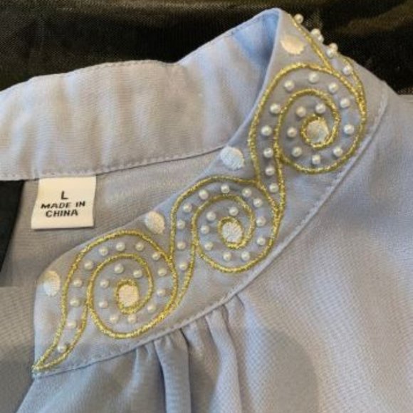 Bob Mackie Blouse Long Sleeve  Purple Vintage L - Picture 2 of 8